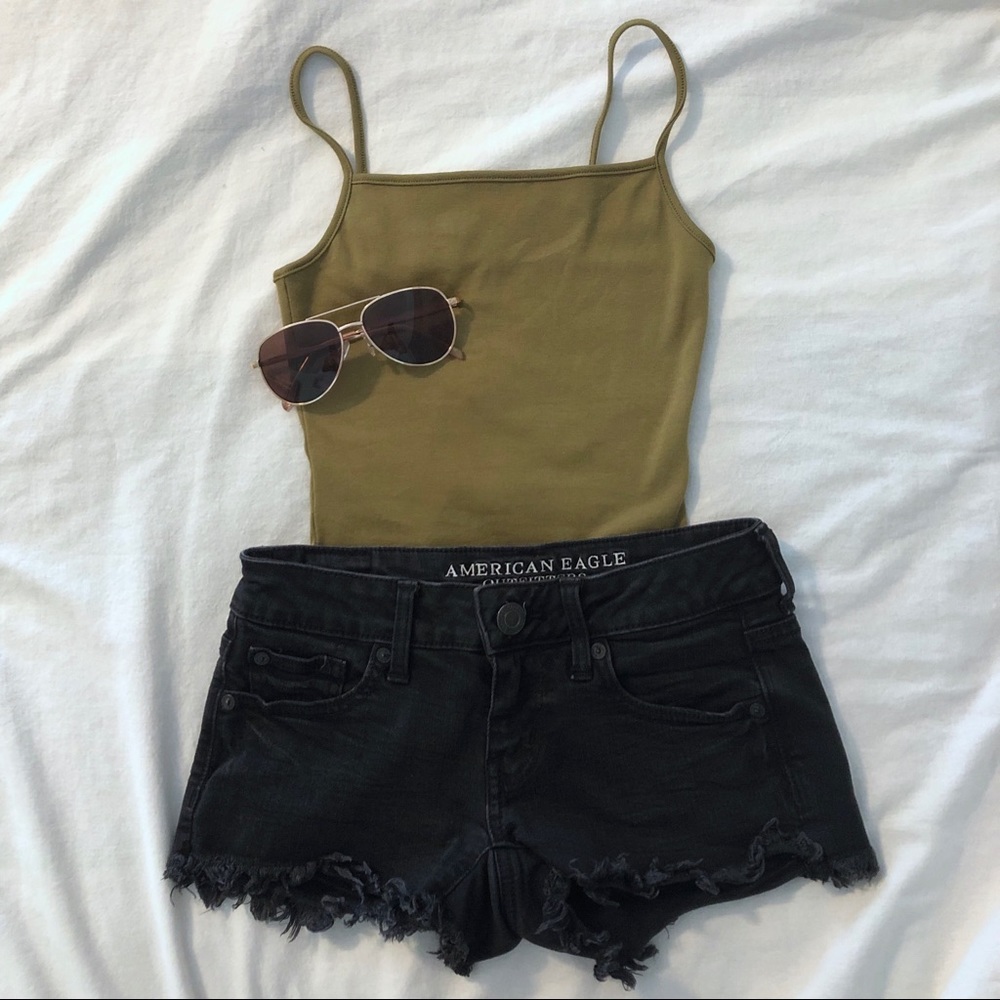 American Eagle Black Distressed Shorts
